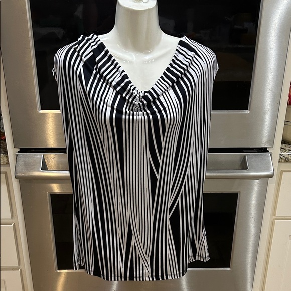 Worthington Black and White Striped Blouse - Picture 1 of 12